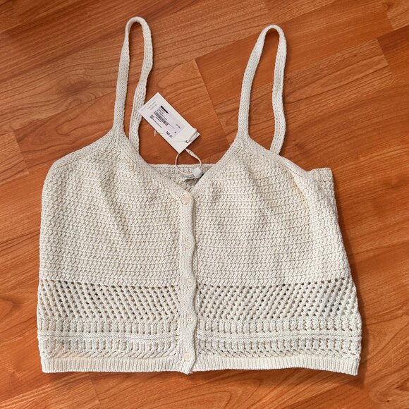 NWT Z Supply Tay Crochet Tank Cropped Ivory Top Beach Vacation Medium - Picture 8 of 9